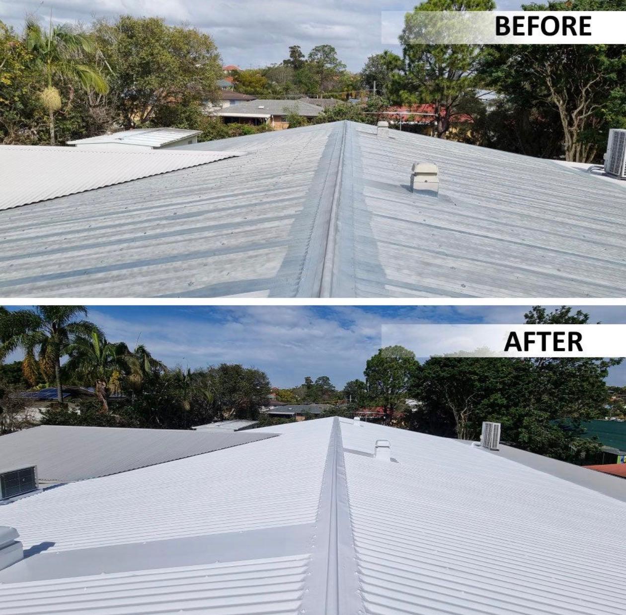 Metal roof replacement before and after — Bay Area