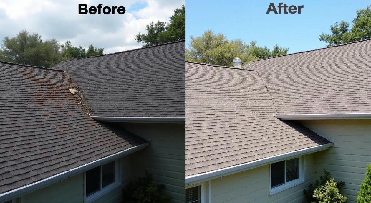 Shingle roof restoration before and after — Bay Area