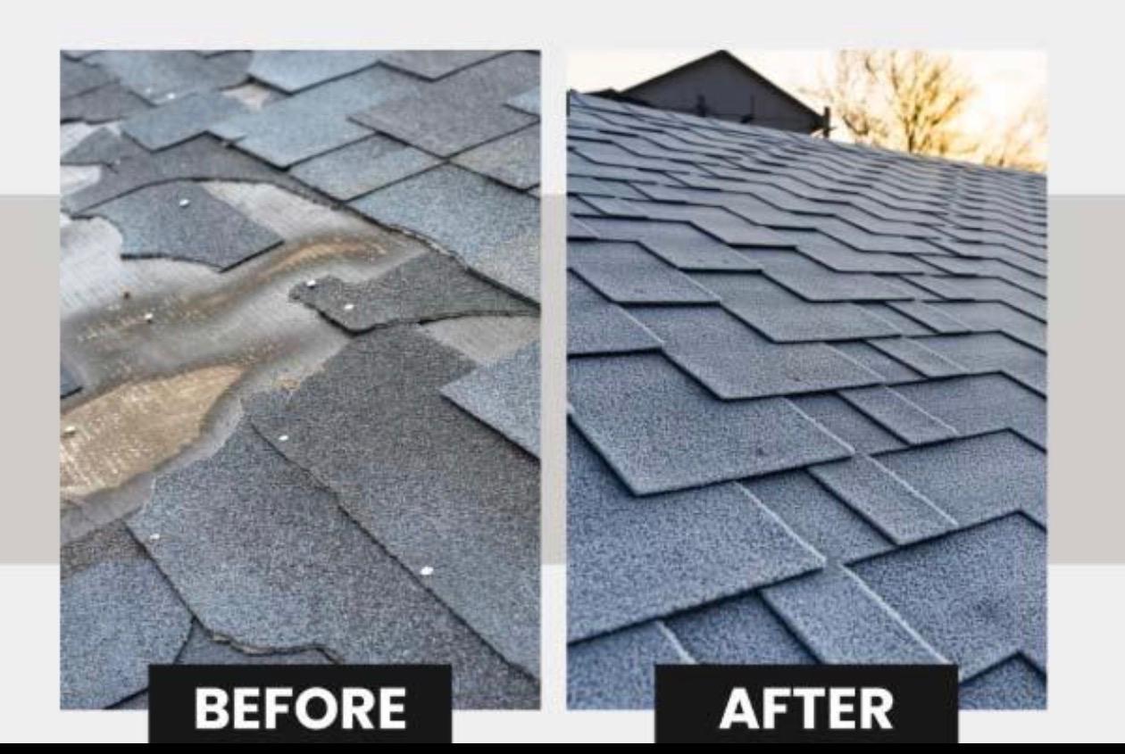 Asphalt shingle replacement before and after — Bay Area
